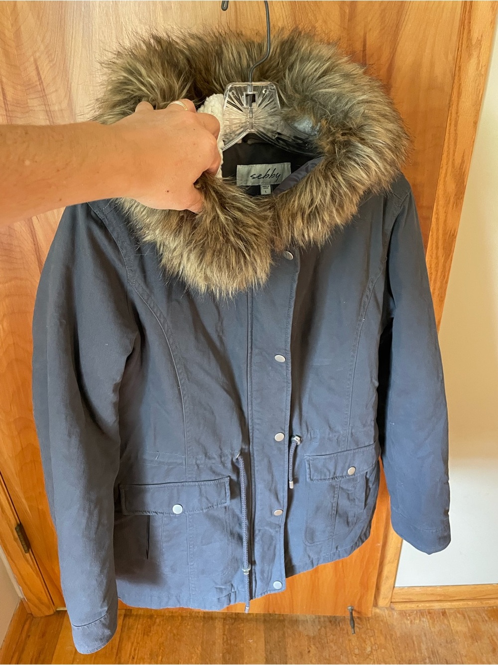 Faux-Fur Trim Gray Parka Jacket